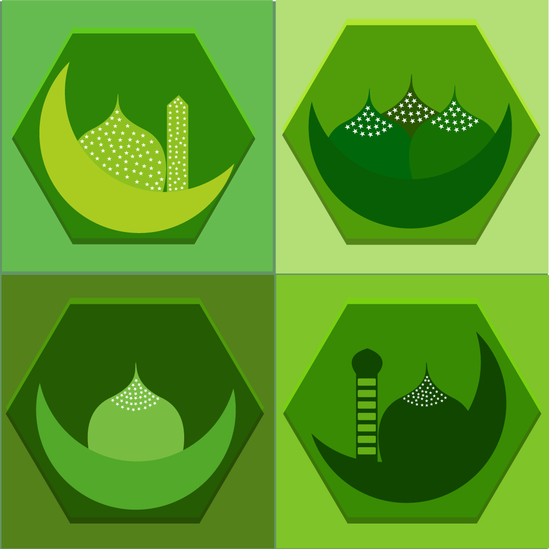 Mosque vector graphics bundle design preview image.