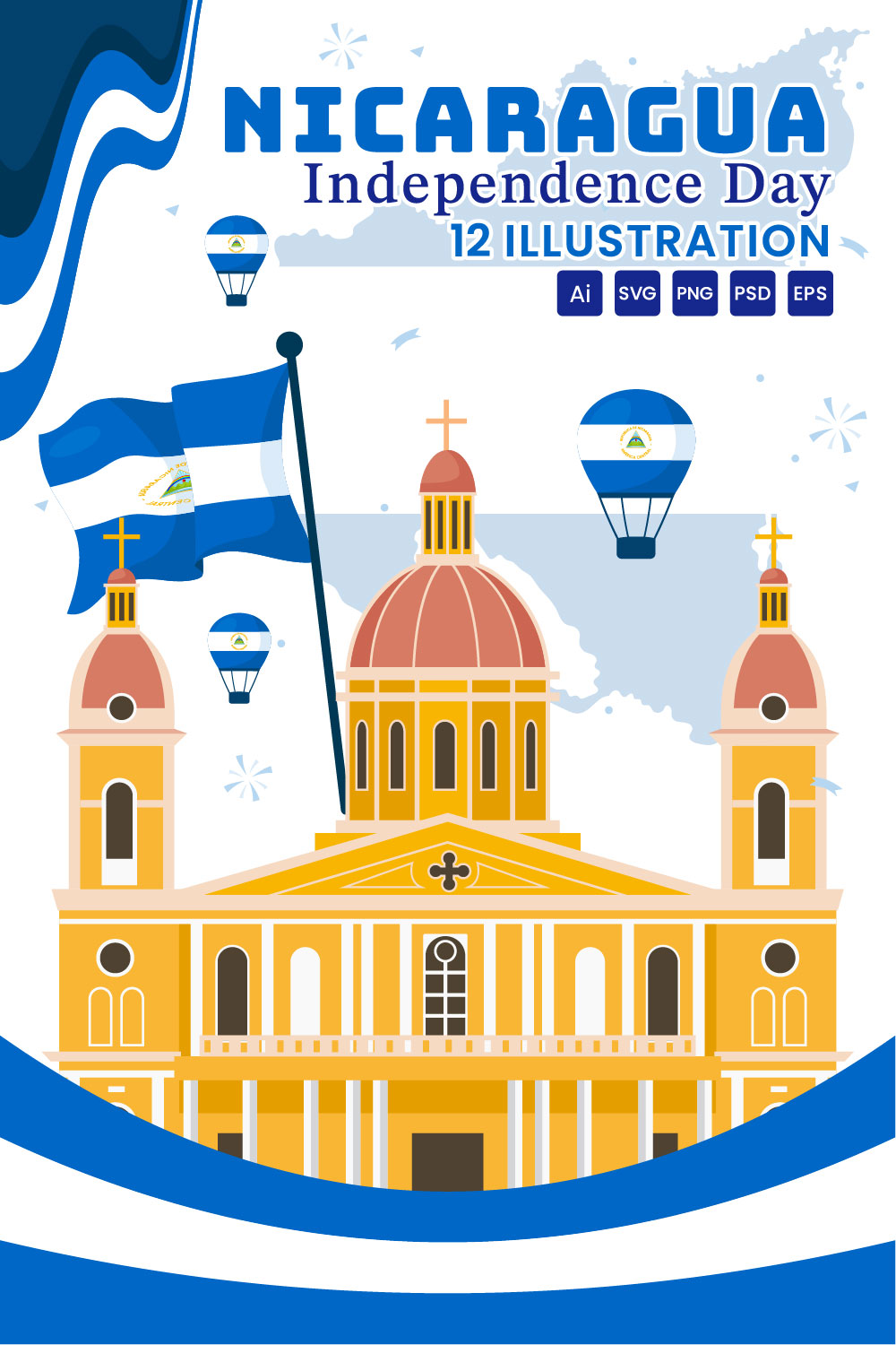 12 Nicaragua Independence Day Illustration pinterest preview image.