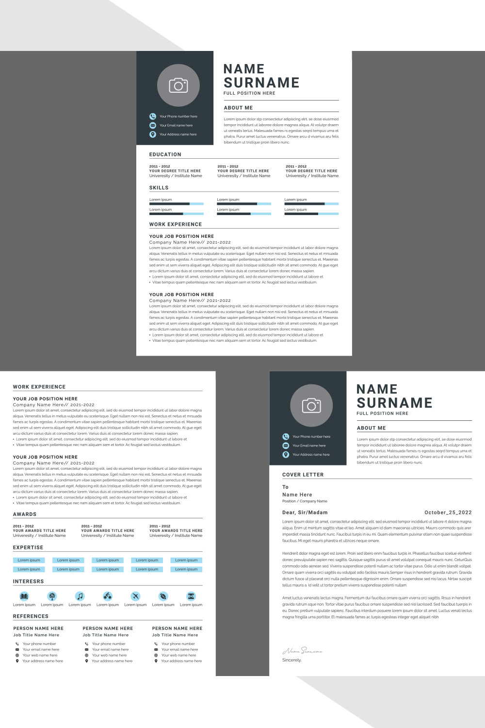 Modern CV Design pinterest preview image.