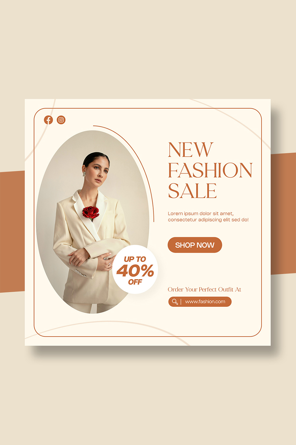 Fashion Sale Social Media Post Template Instagram Banner pinterest preview image.