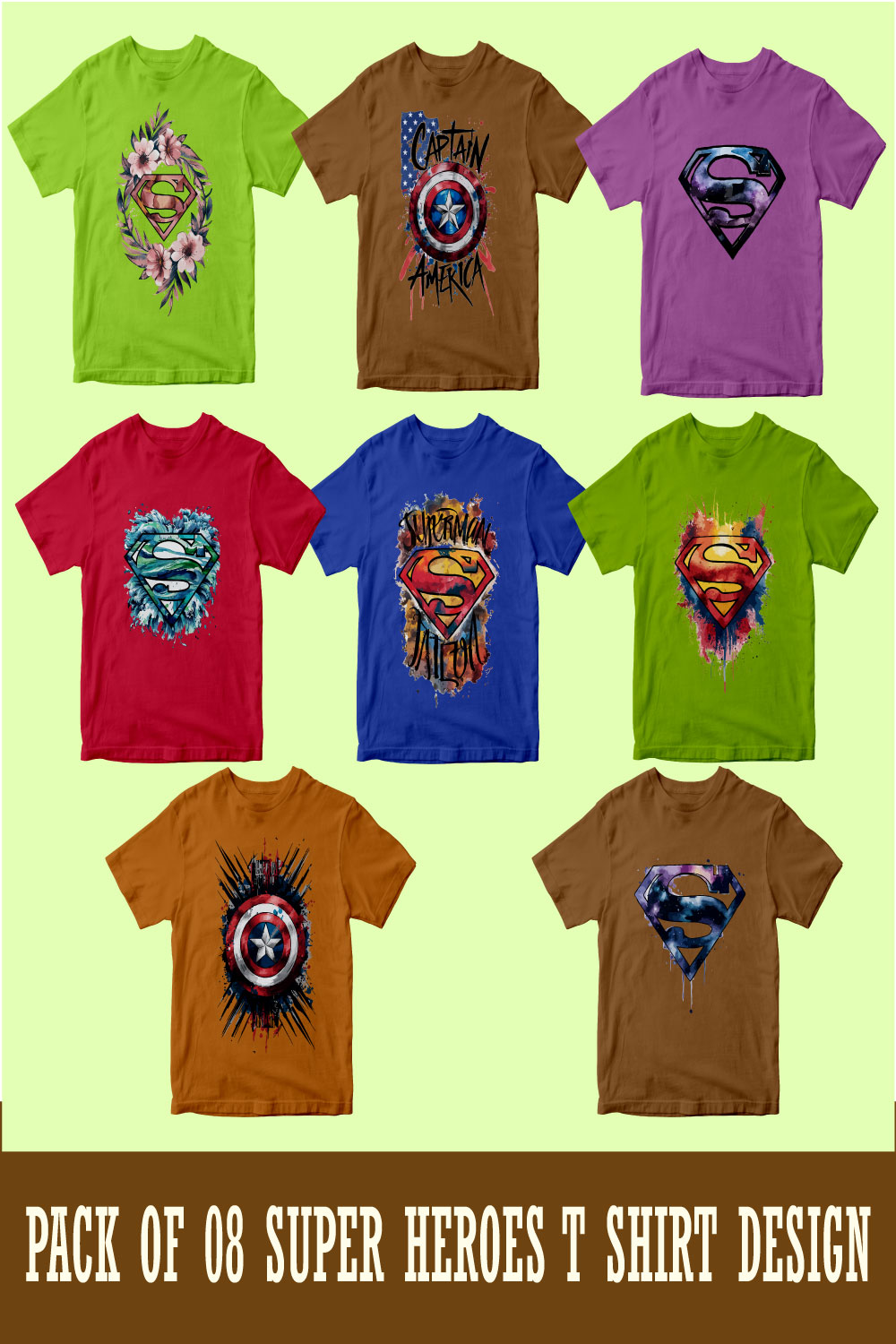 SUPERHERO T SHIRT DESIGN BUNDLE pinterest preview image.