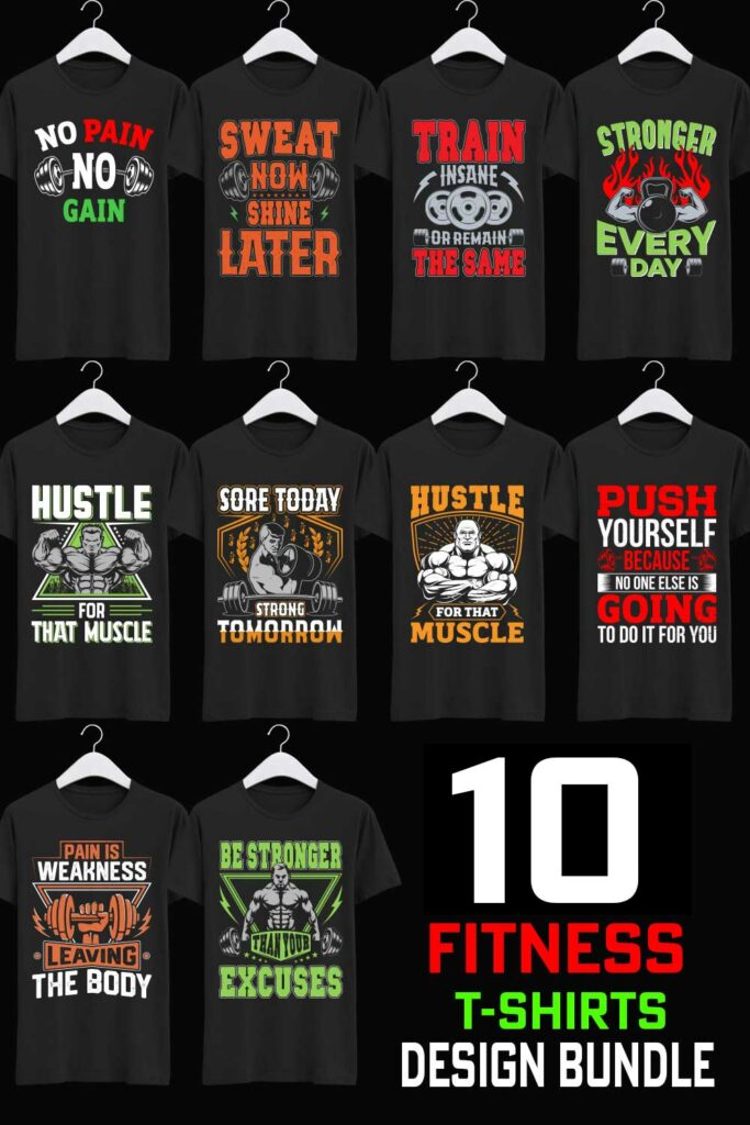 fitness gym t shirt design template - MasterBundles