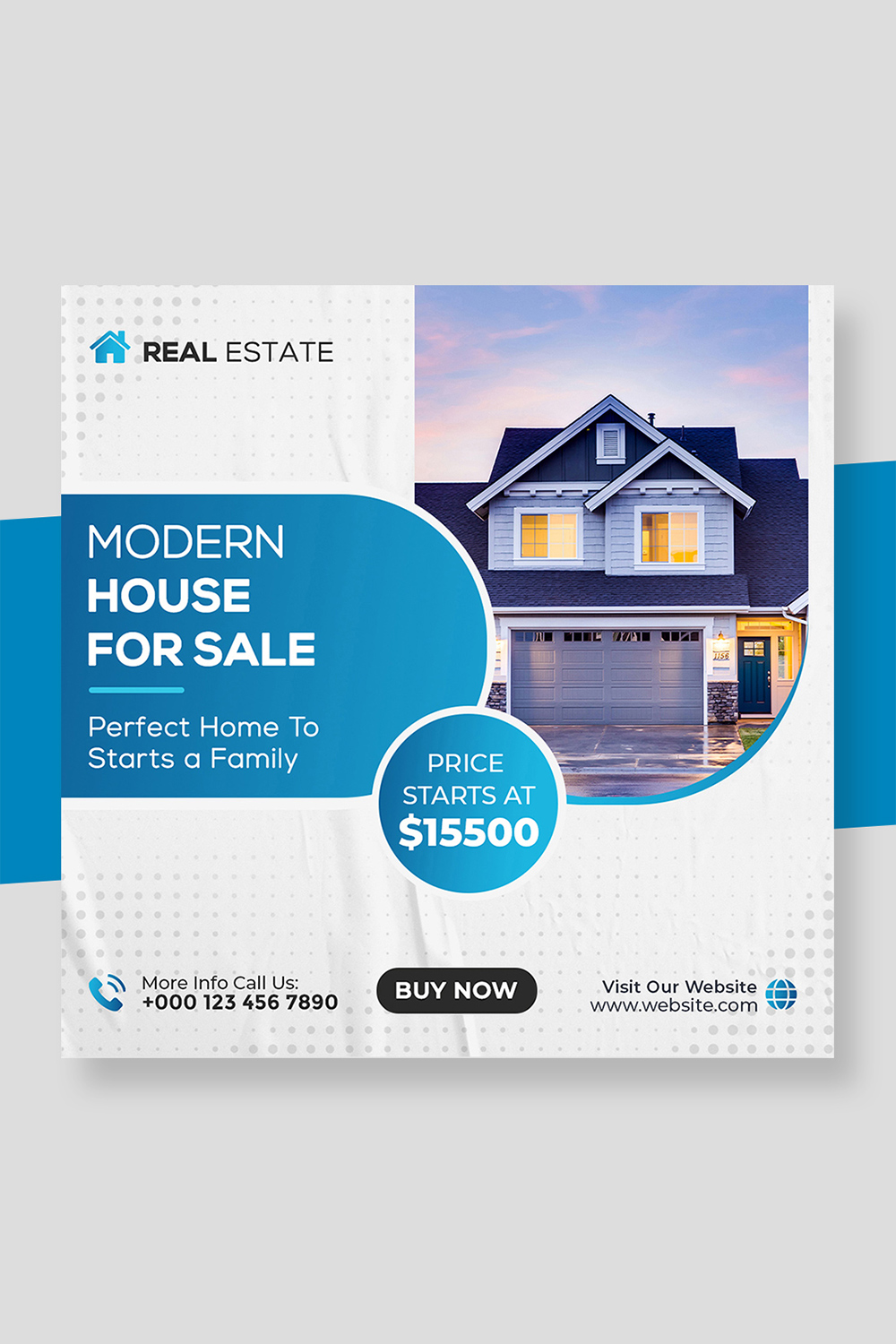 Real Estate Agency Social Media Post Template pinterest preview image.