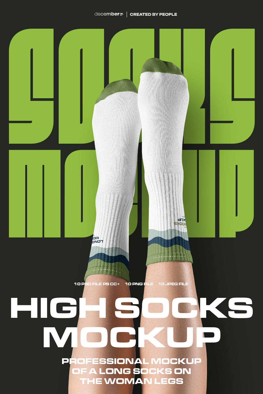 10 Mockups High Socks on the Woman Legs vol02 pinterest preview image.