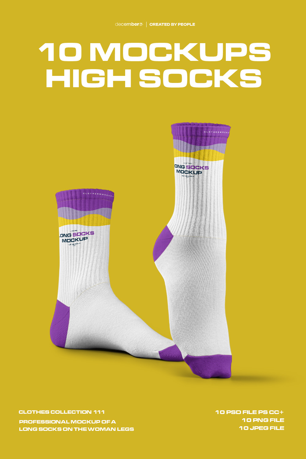 10 Mockups High Socks in the 3D Style pinterest preview image.