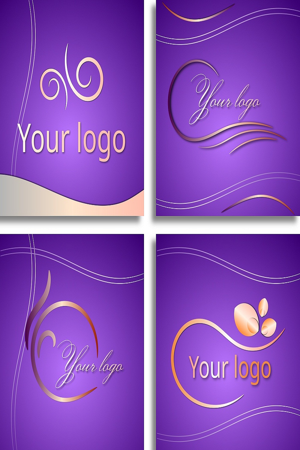 4 luxury logo template golden and purple background pinterest preview image.