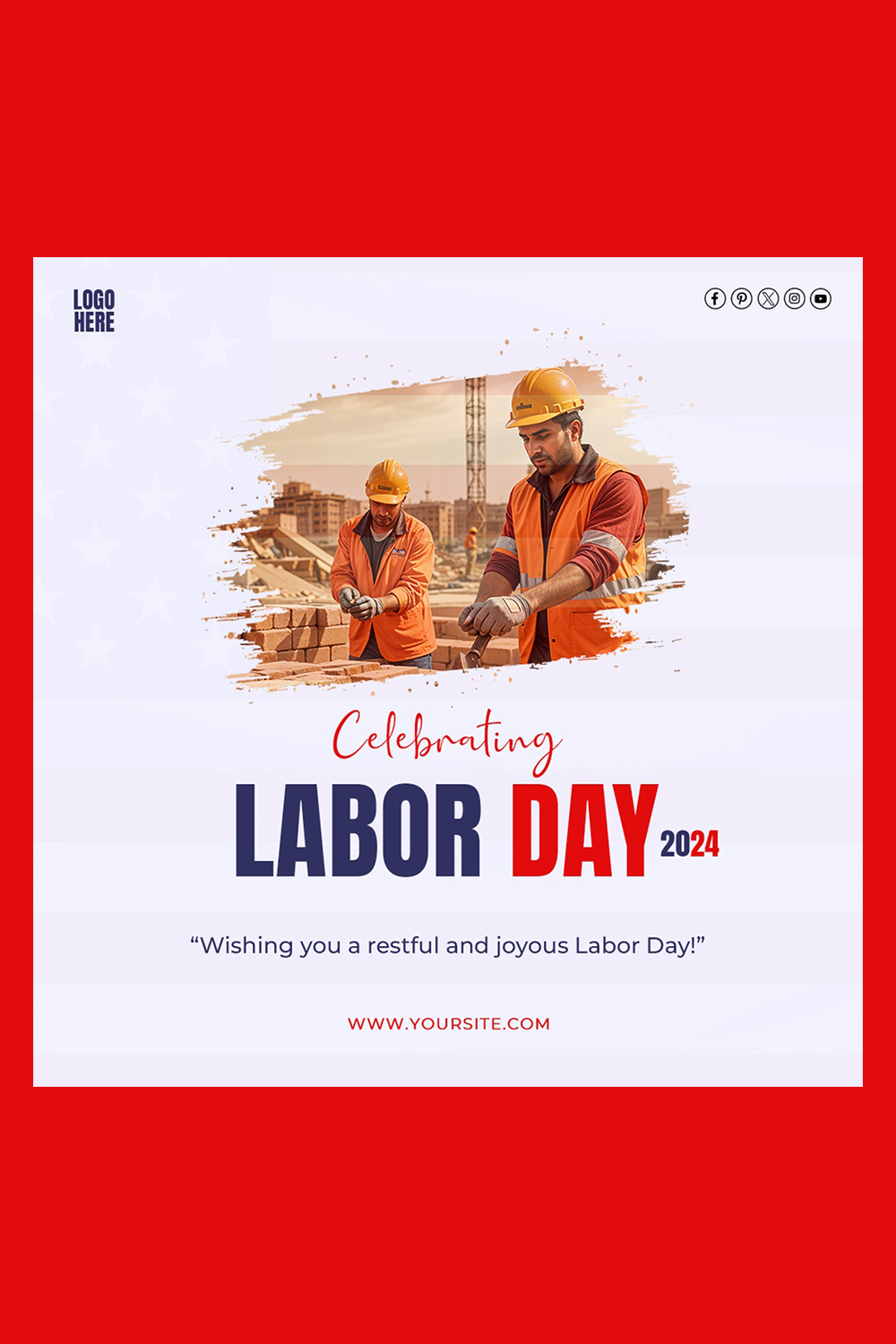 International Labour Day Sale Banner PSD Template Social Media pinterest preview image.