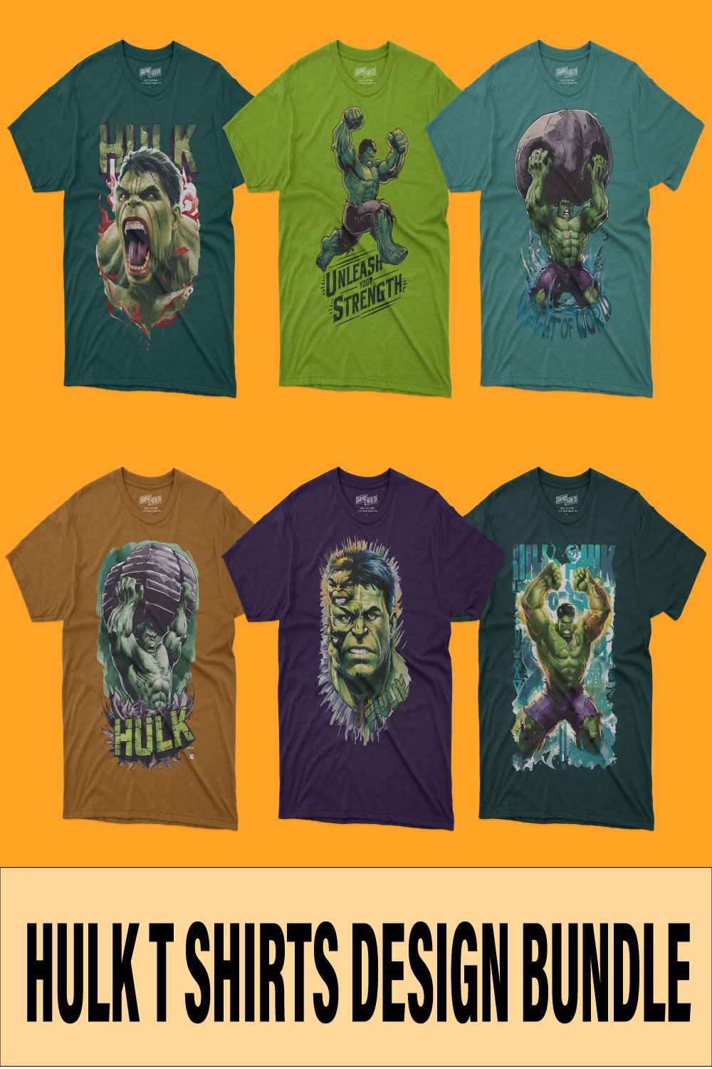 hulk t shirt design bundle pinterest preview image.