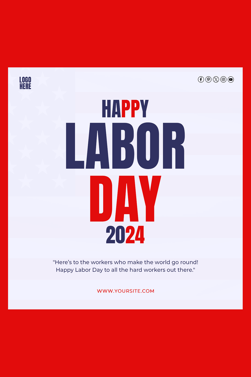 International Labour Day Banner PSD Template Social Media pinterest preview image.