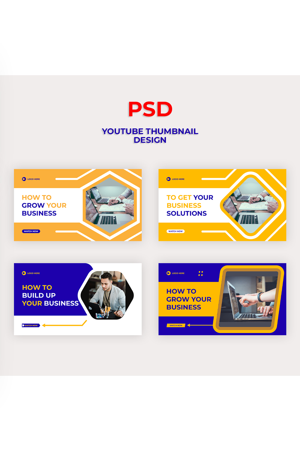 Business YouTube Thumbnail in PSD pinterest preview image.