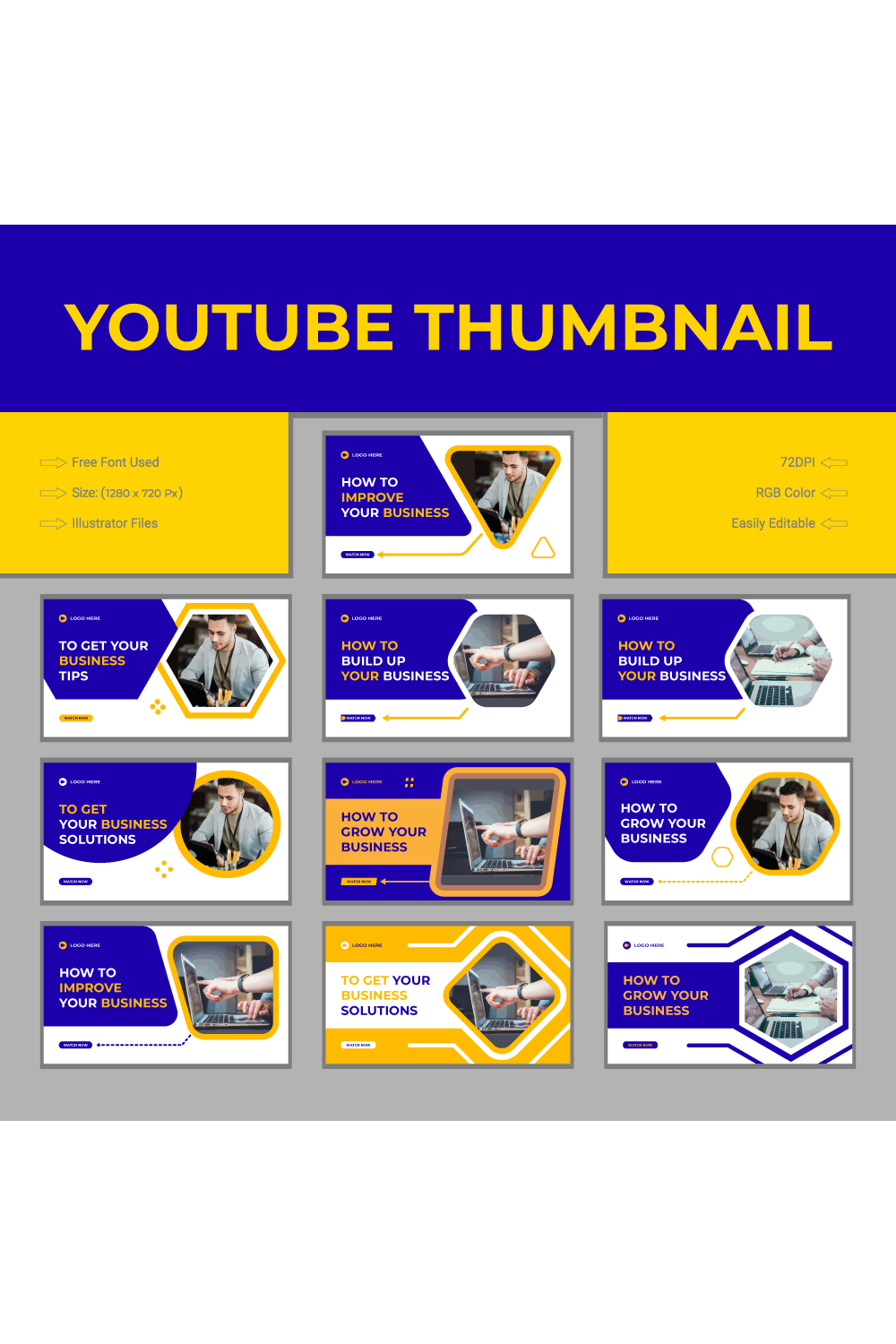 Business Youtube Thumbnail pinterest preview image.