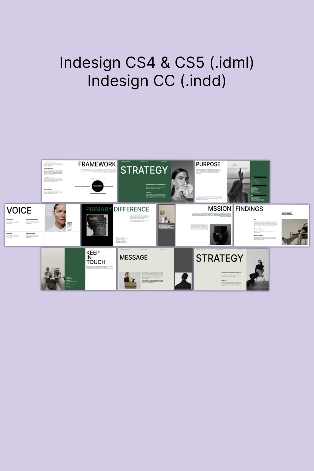 Brand Strategy / InDesign Presentation Template pinterest preview image.