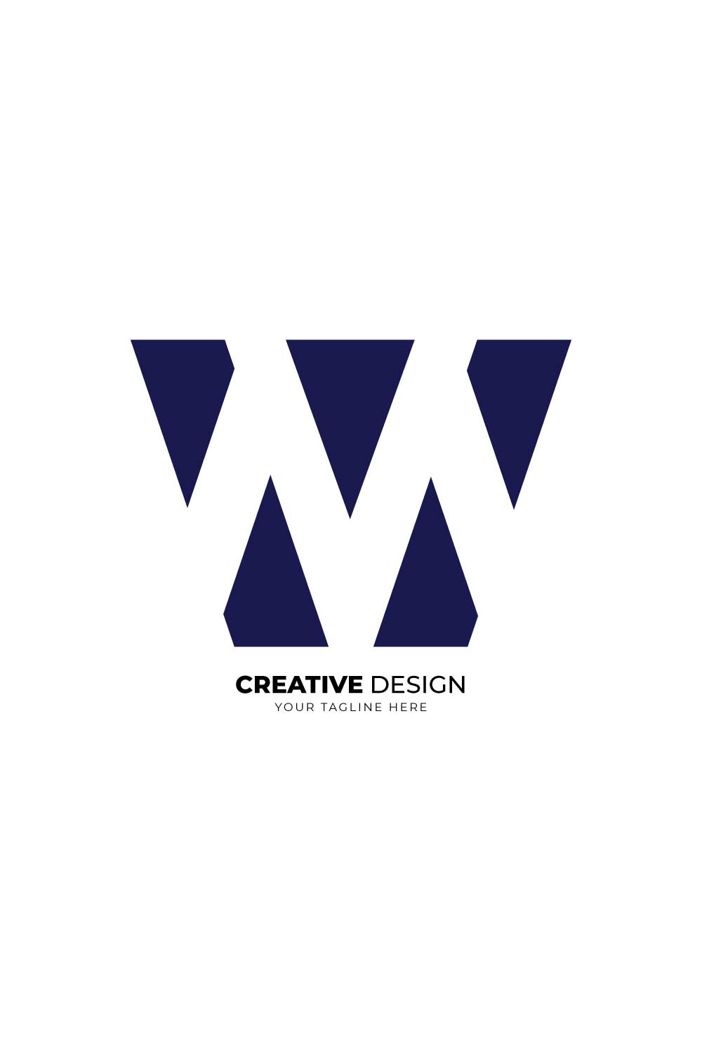 MW negative space creative logo design pinterest preview image.