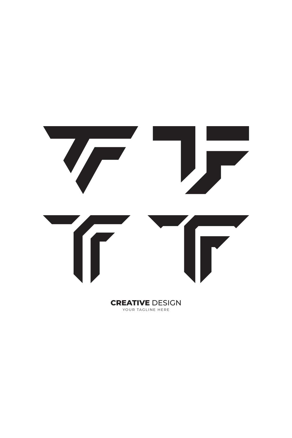 Set of letter Tf or Ft initial unique shape modern typography logo pinterest preview image.