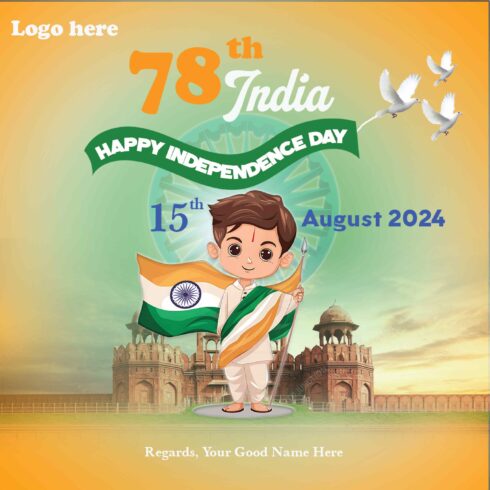 Independence day social media post design for business cover image.