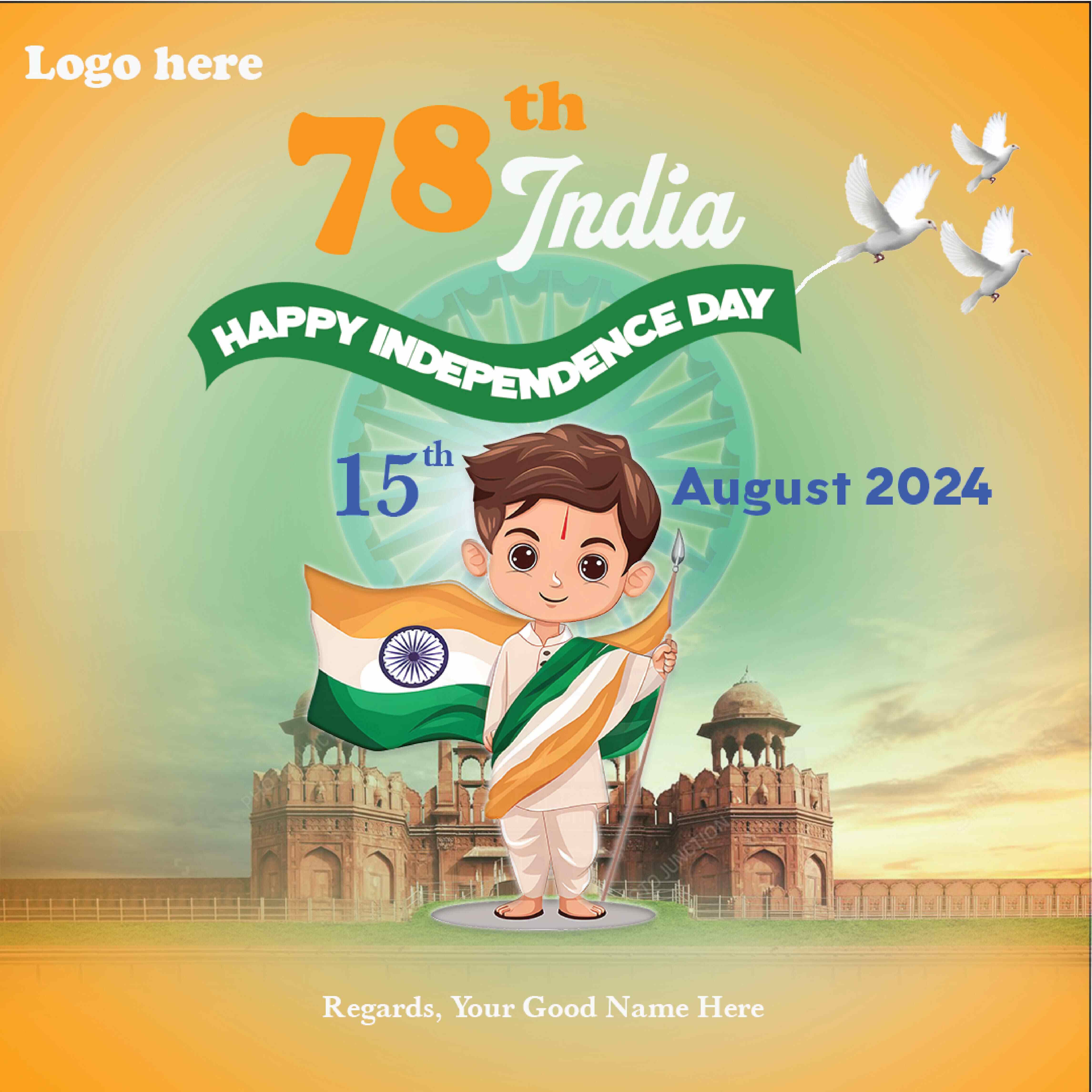 Independence day social media post design for business cover image.