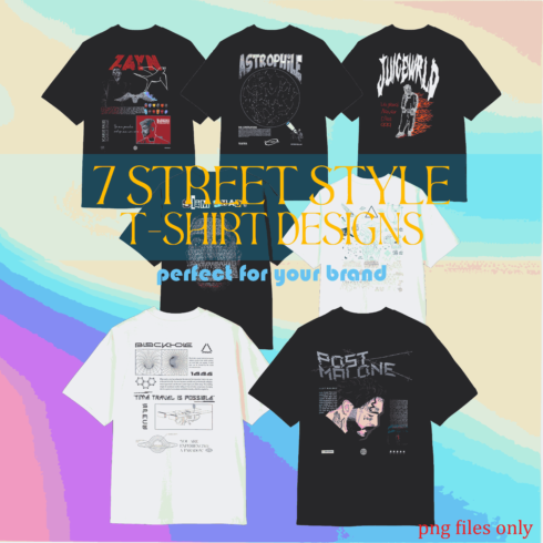 Bundle of 7 Street Style T-shirt Designs cover image.