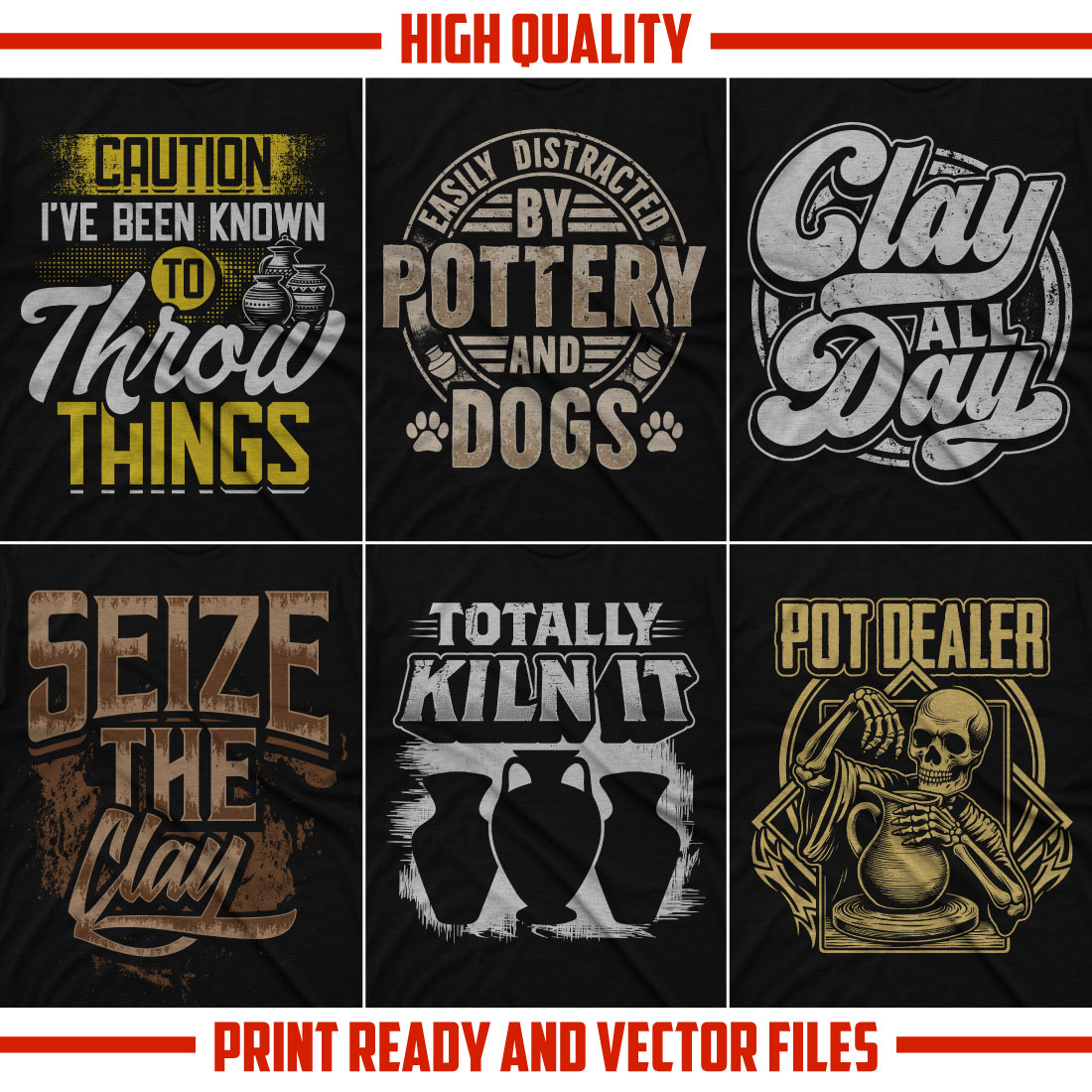 Pottery t shirt design bundle preview image.