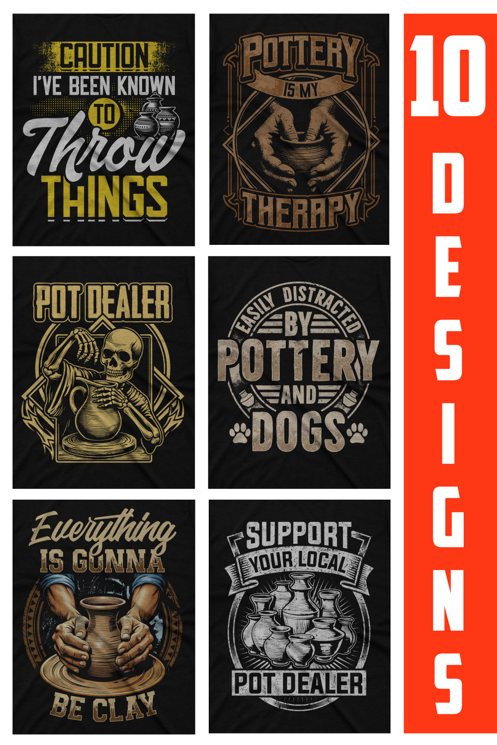 Pottery t shirt design bundle pinterest preview image.