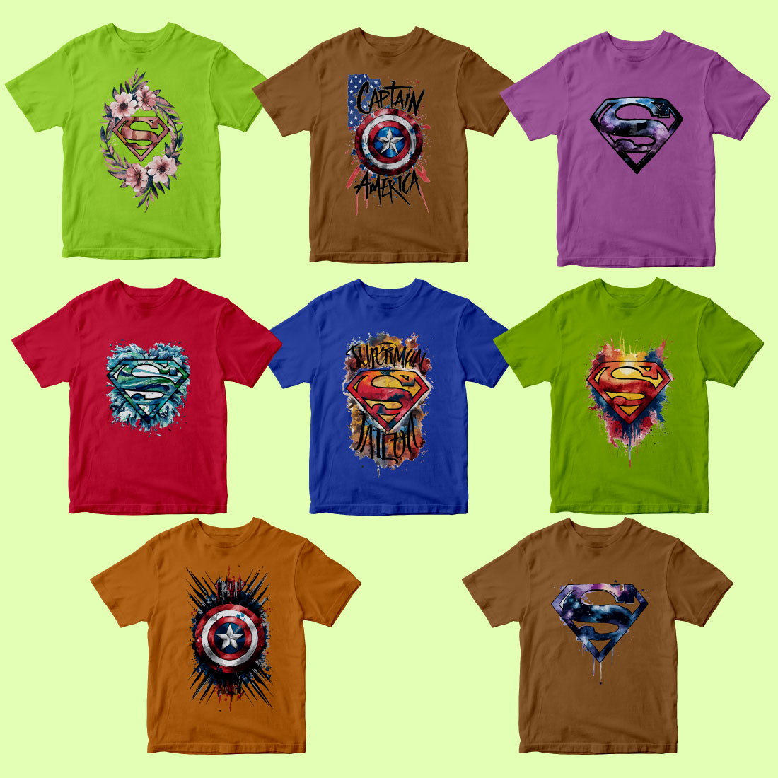 SUPERHERO T SHIRT DESIGN BUNDLE cover image.