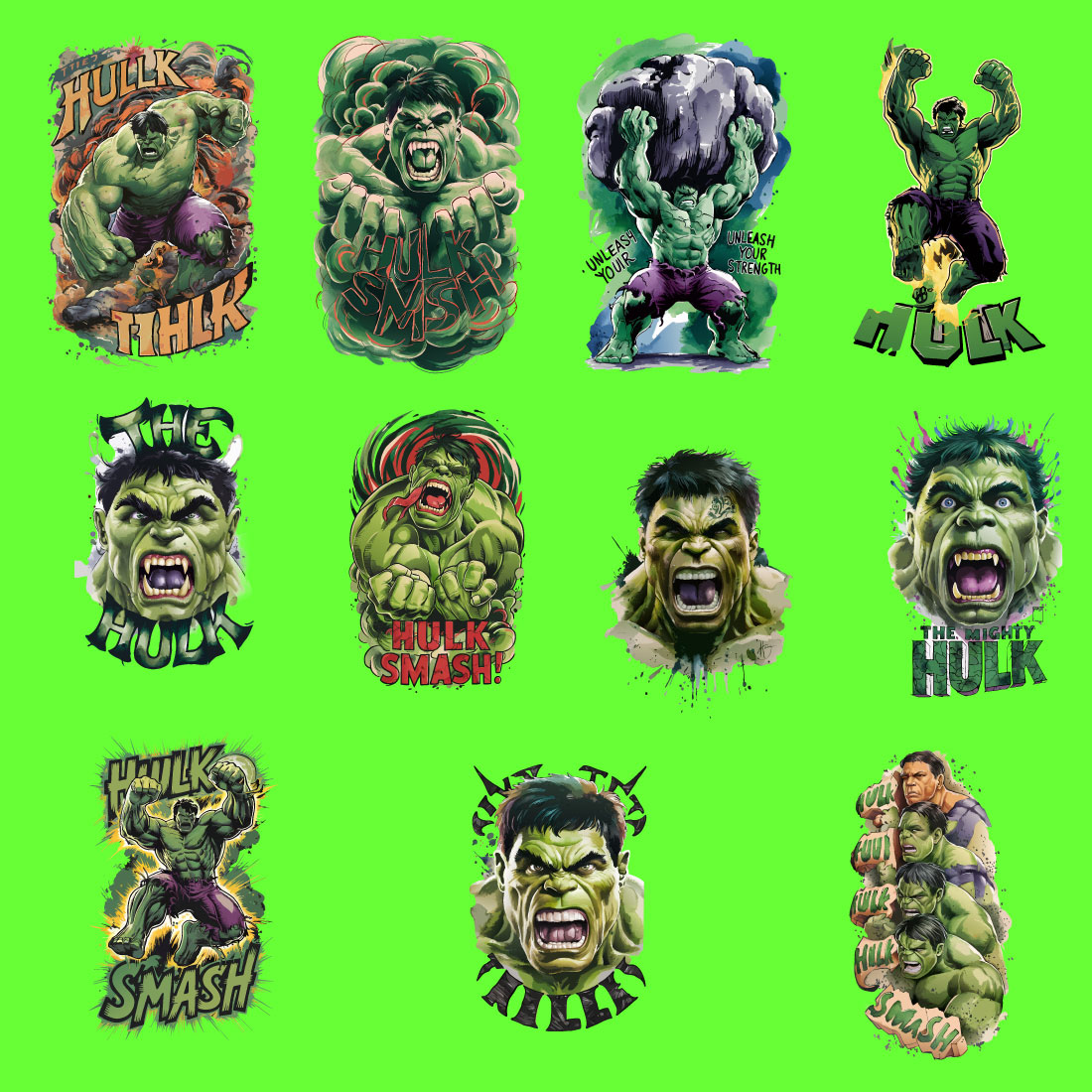 hulk t shirt design preview image.