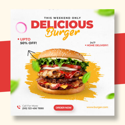 Fast Food Restaurant Social Media Post Template Design cover image.