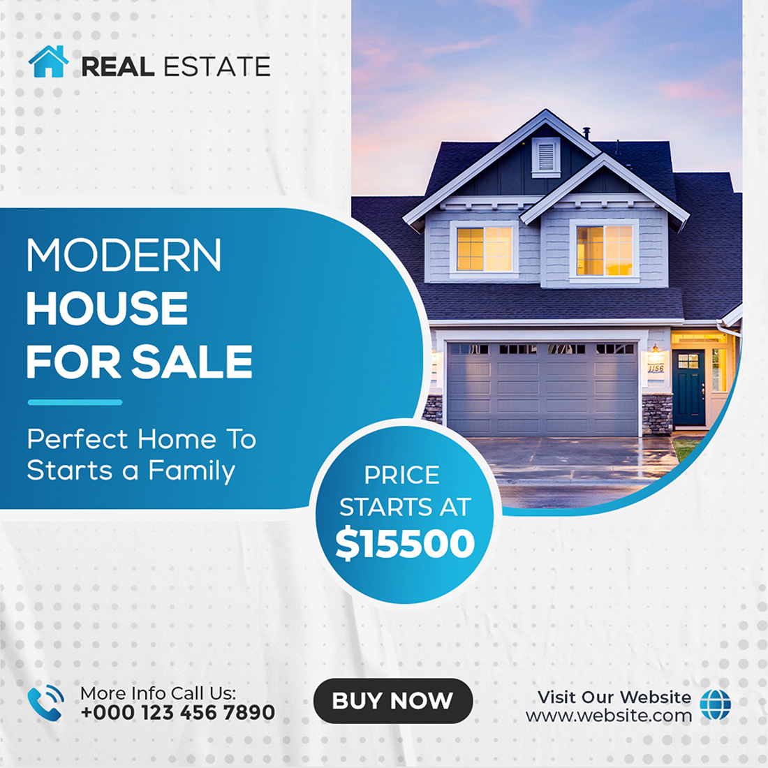 Real Estate Agency Social Media Post Template preview image.