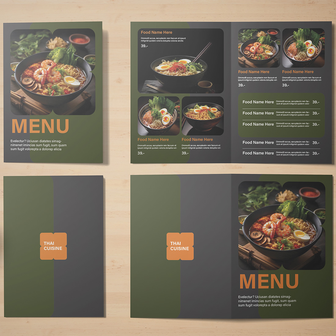 Double folded Brochure Design Restaurant MENU Template cover image.