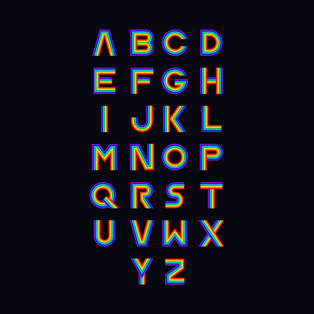 Rainbow Capital Alphabet Bold Modern Colorful Decorated Fonts preview image.