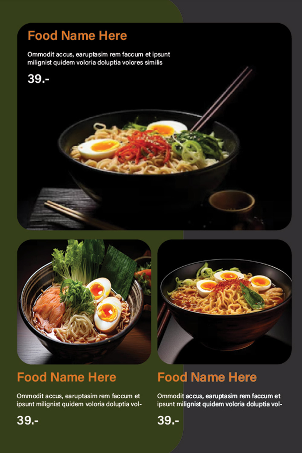 Double folded Brochure Design Restaurant MENU Template pinterest preview image.