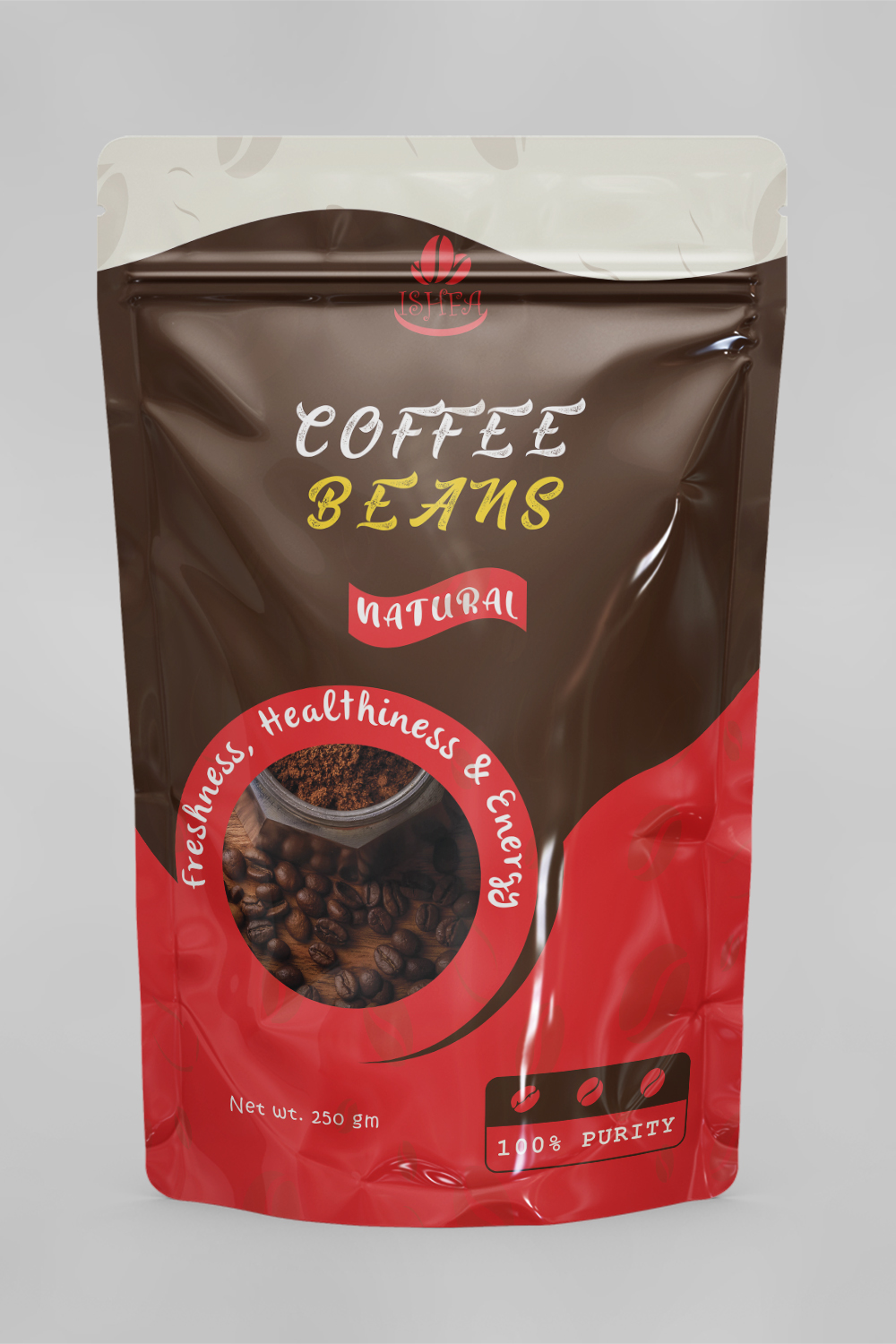 Printable Coffee Pouch Package Design Template Front and Back Part Premium Quality pinterest preview image.