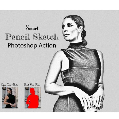 Smart Pencil Sketch Photoshop Action cover image.