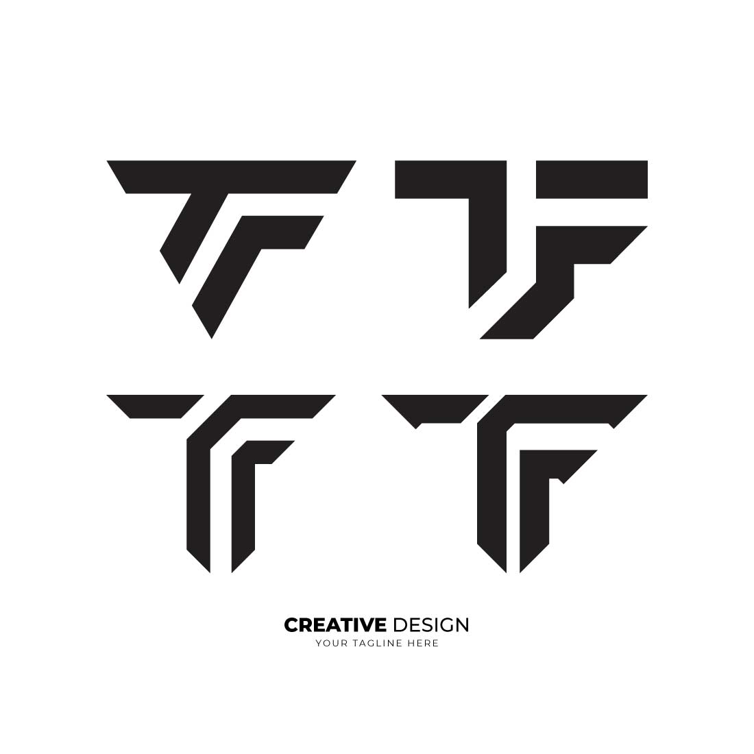 Set of letter Tf or Ft initial unique shape modern typography logo cover image.