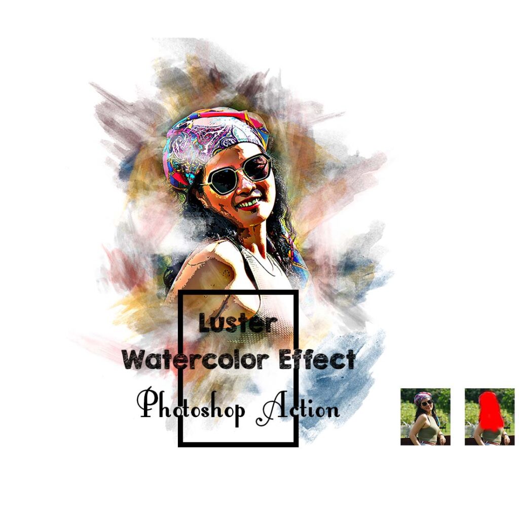 Luster Watercolor Effect Photoshop Action - MasterBundles