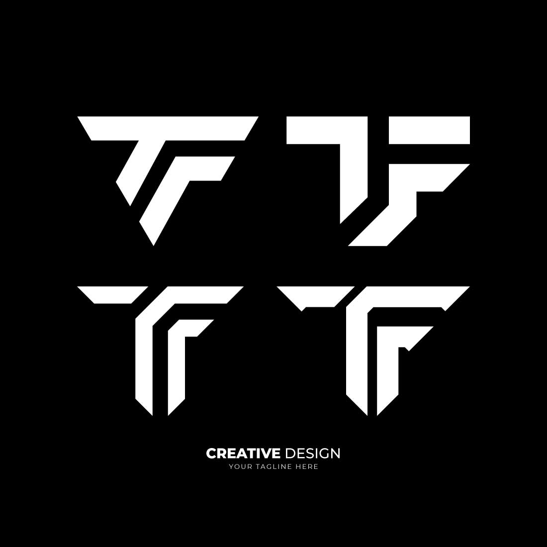 Set of letter Tf or Ft initial unique shape modern typography logo preview image.