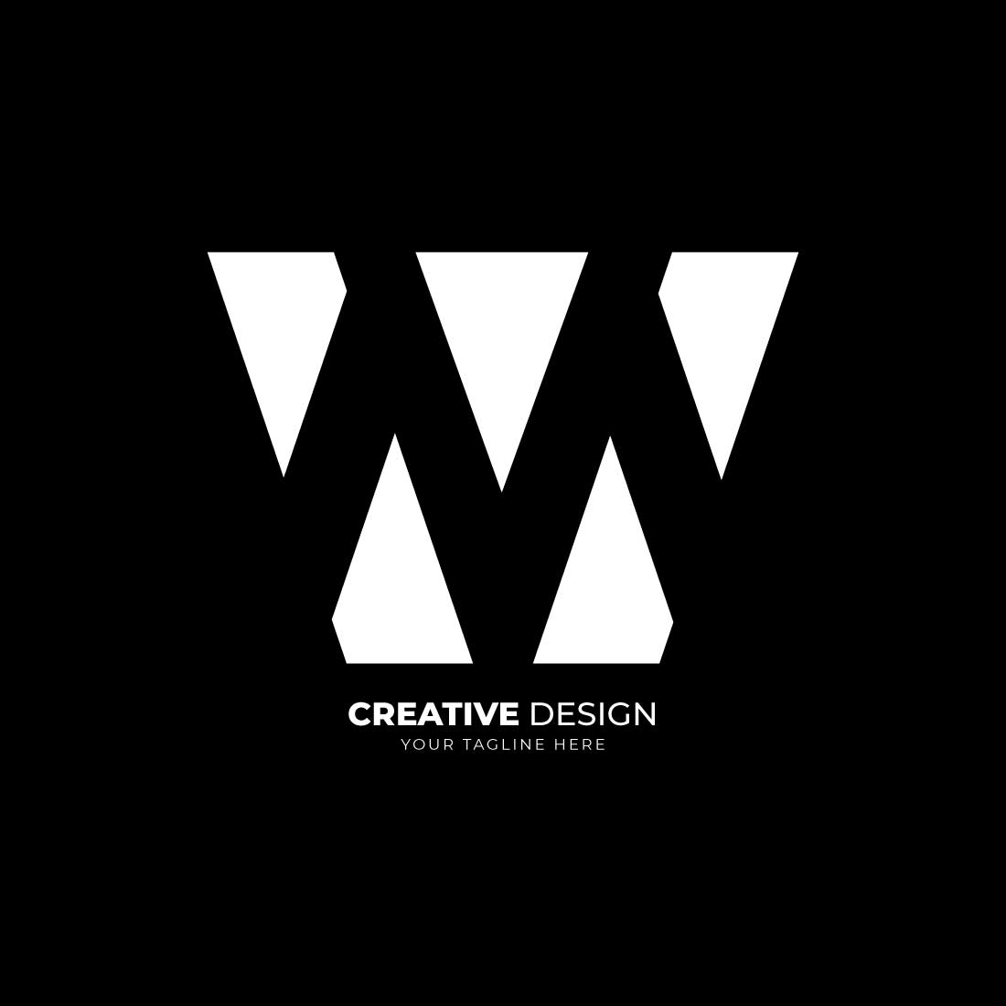 MW negative space creative logo design preview image.