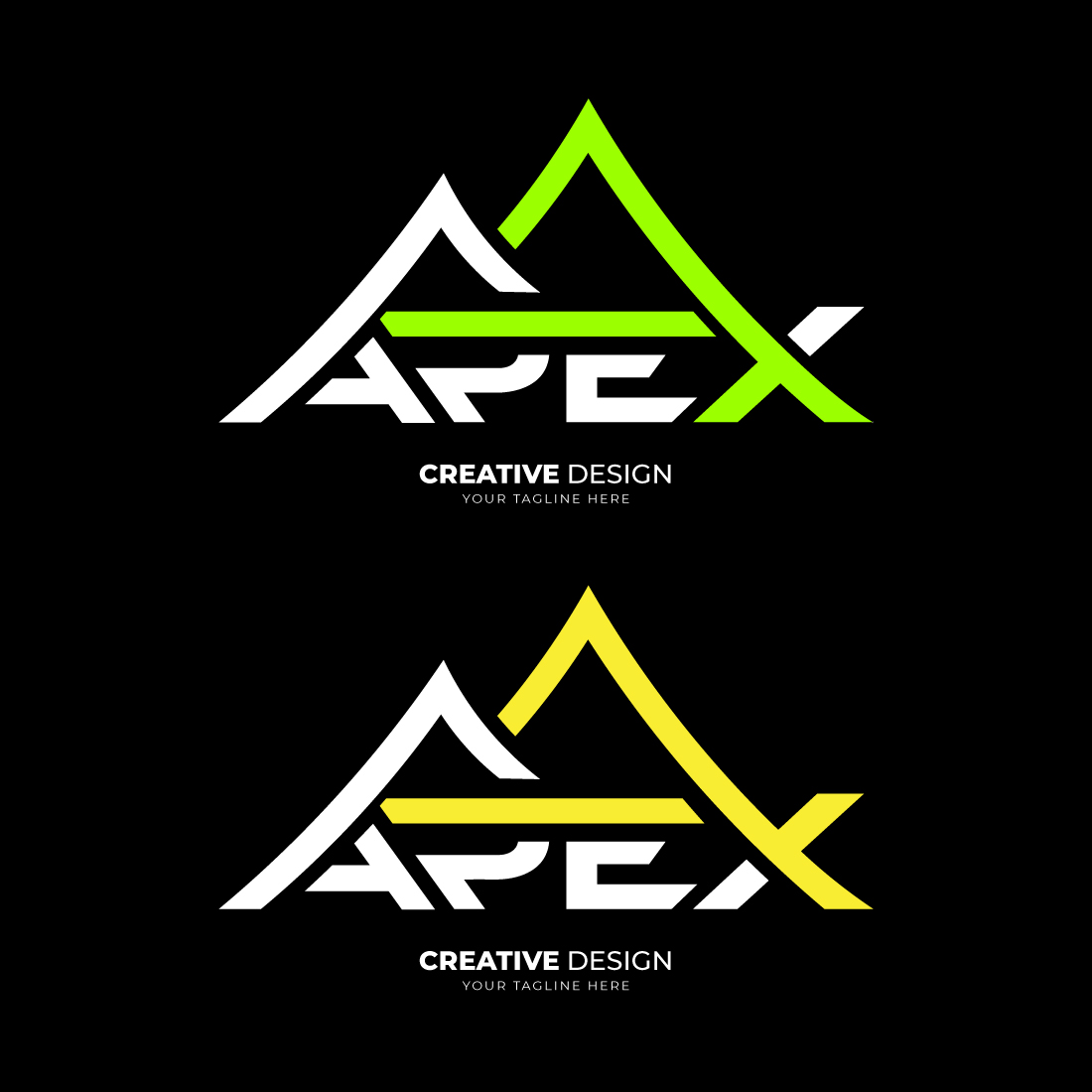 Mountain travel branding apex modern logo preview image.