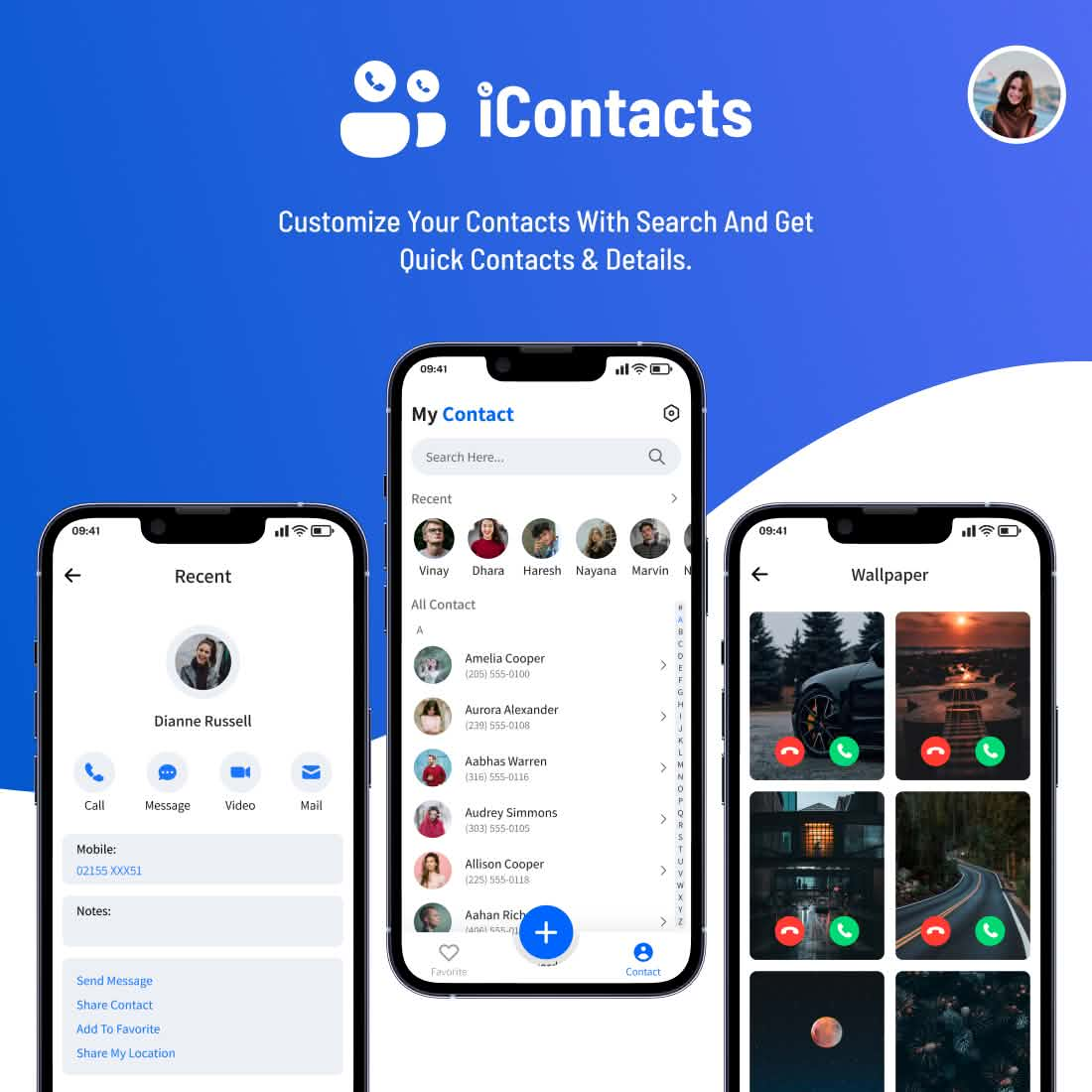 Contact App UI Design Package cover image.