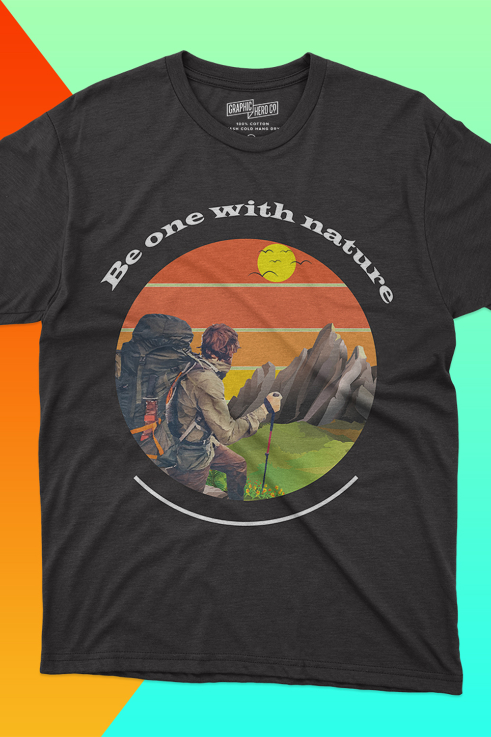 Retro T-shirt Design for Hiking-Custom Hiking Retro Tee Design pinterest preview image.