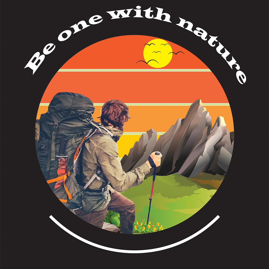 Retro T-shirt Design for Hiking-Custom Hiking Retro Tee Design preview image.