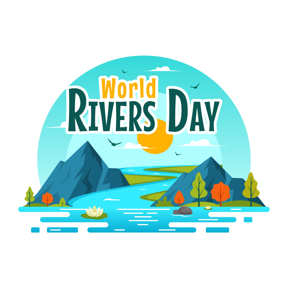 10 World River Day Illustration preview image.