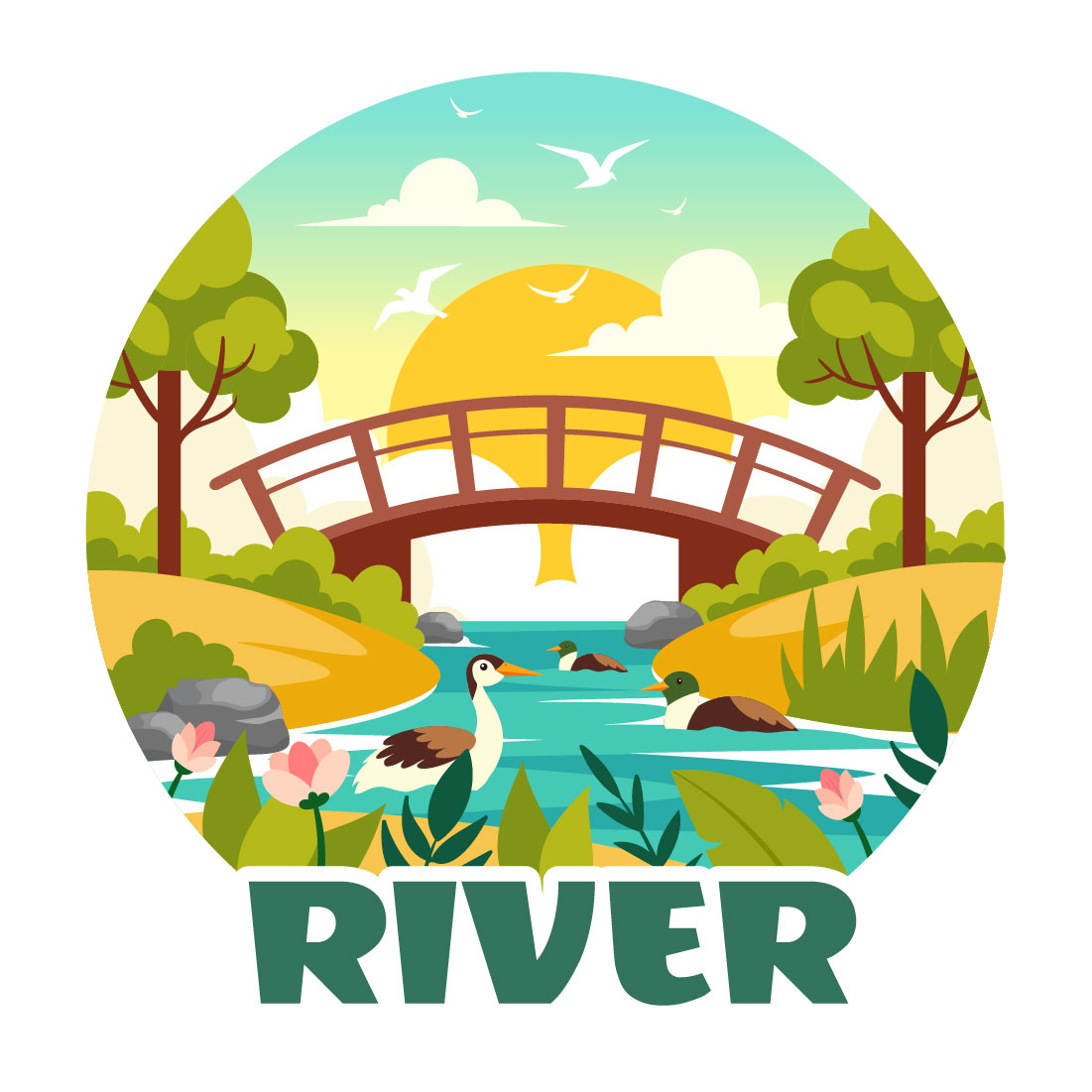 9 River Landscape Illustration cover image.