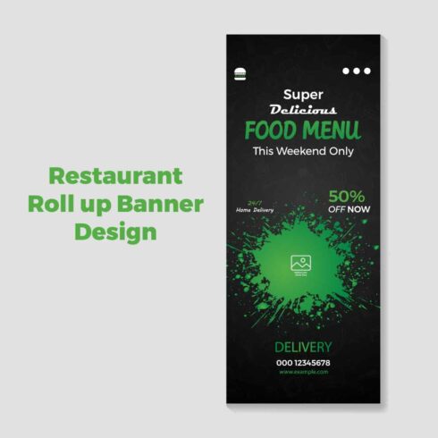 food Roll-Up banner Template Design cover image.