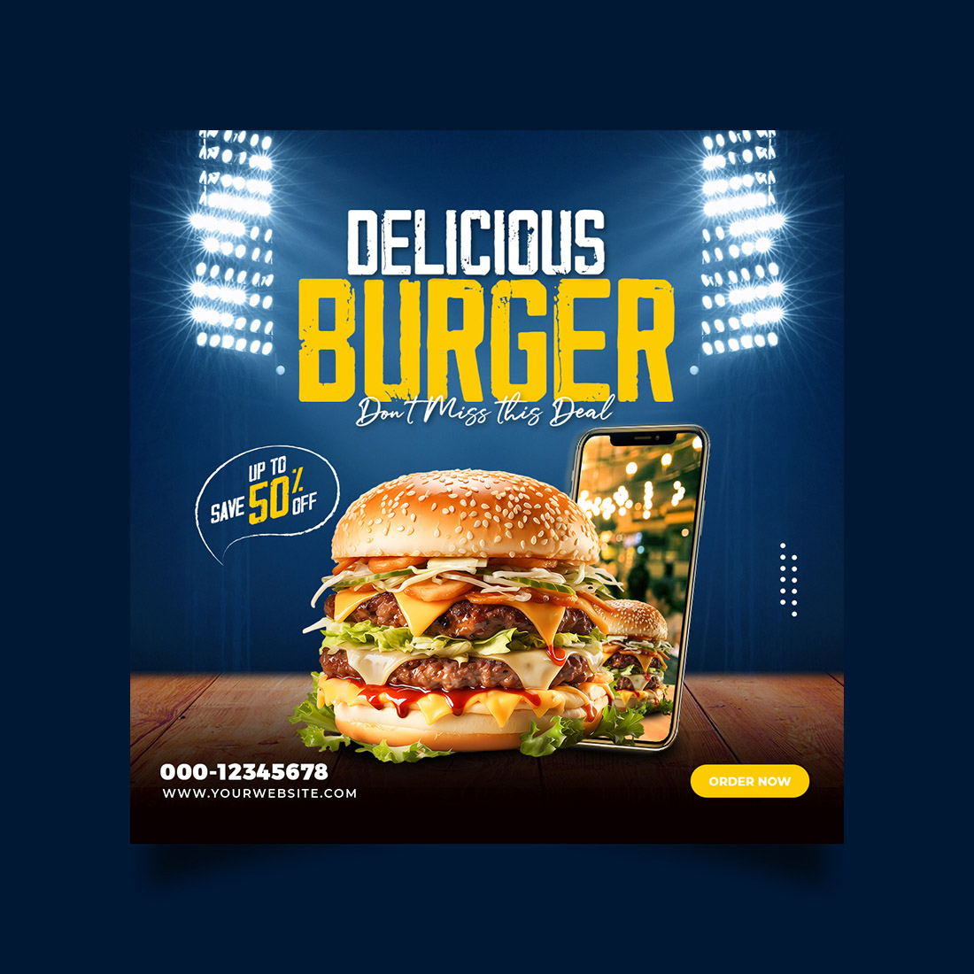 Food social media banner design template cover image.