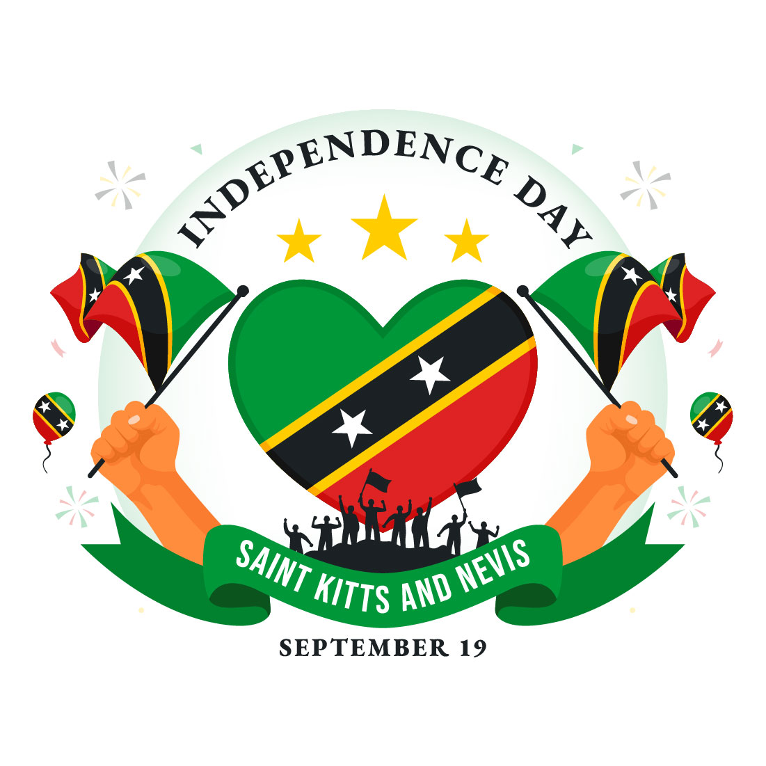 12 Independence Day Saint Kitts and Nevis Illustration preview image.