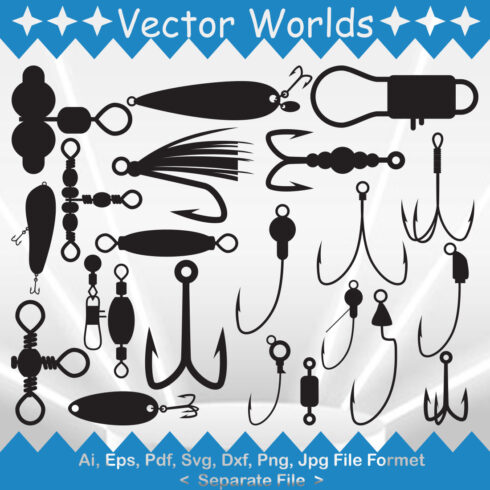 Fishing Tackle SVG Vector Design cover image.