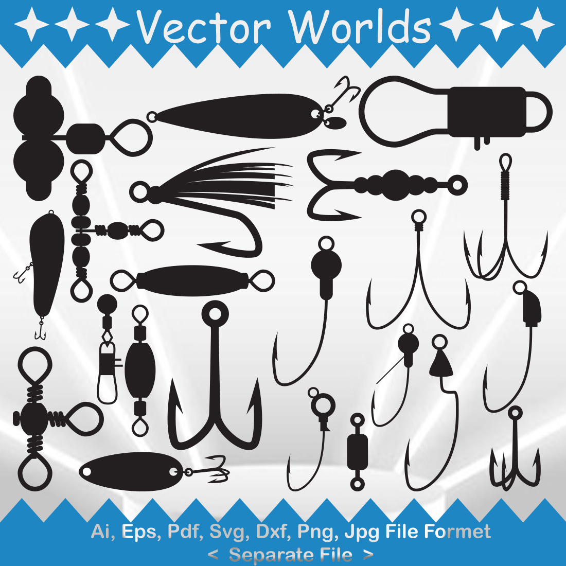 Fishing Tackle SVG Vector Design preview image.