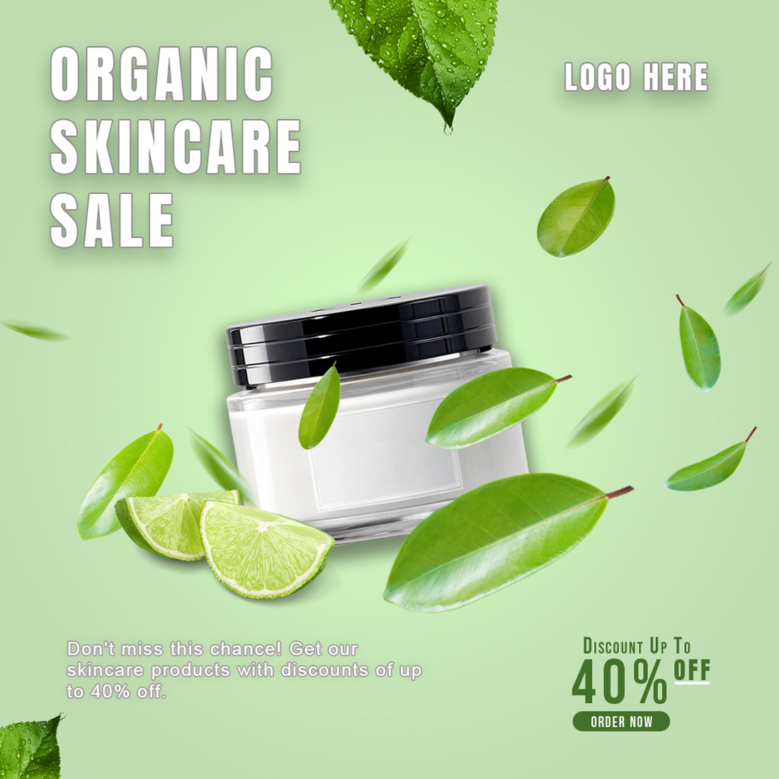 PSD Organic Skin Care Product Social Media Post Design preview image.