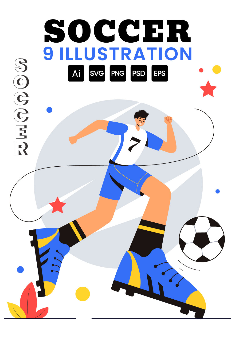 9 Soccer Sports Illustration pinterest preview image.