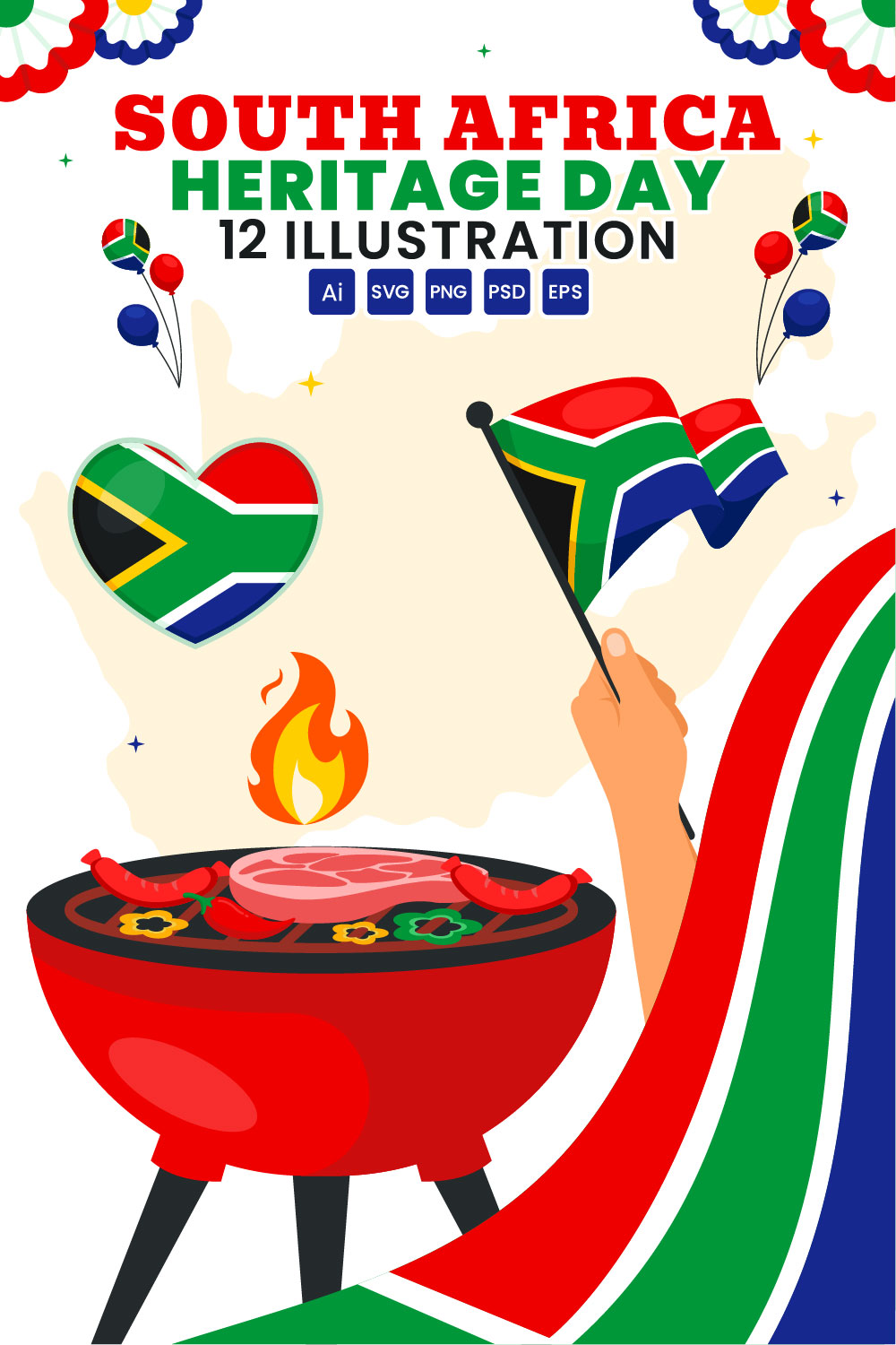 12 Heritage Day South Africa Illustration pinterest preview image.